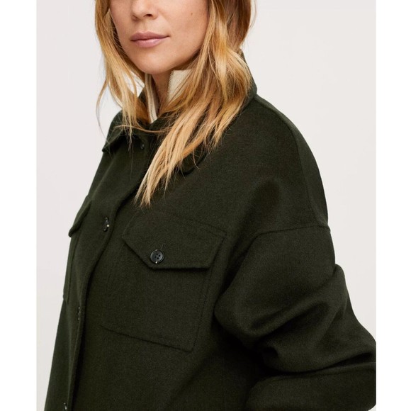 MNG By Mango Army Green Military Style Long Sleeve Collared Coat Size medium - Picture 13 of 16